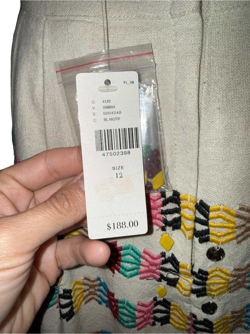 NWT - Akemi + Kin x Anthropologie Beaded Embroidered Rainbow Skirt - Size 12